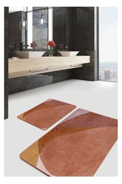 Кафяви кадифени килими за баня в комплект от 2 бр. 60x100 cm – Mila Home