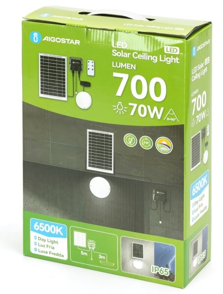 Aigostar - LED Соларна лампа LED/70W/12V 6000 mAh 6500K Ø 20,5 см