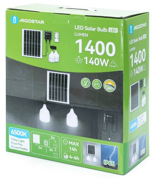 Aigostar - LED Соларен полилей 2xLED/70W/12V 12000 mAh 6500K Ø 12 см