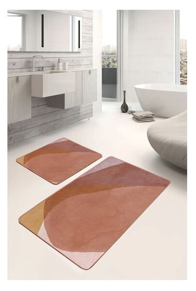 Кафяви кадифени килими за баня в комплект от 2 бр. 60x100 cm – Mila Home