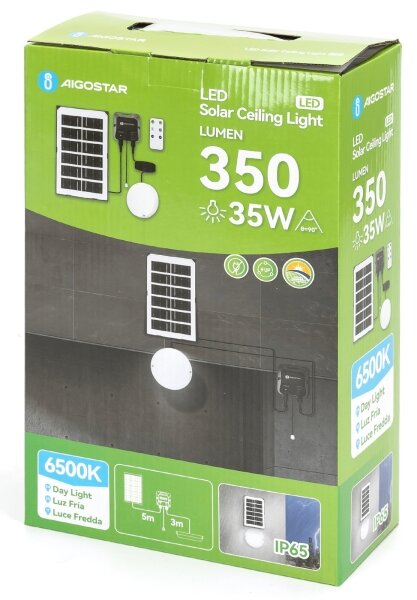 Aigostar - LED Соларна лампа LED/35W/12V 3000 mAh 6500K Ø 16,8 см