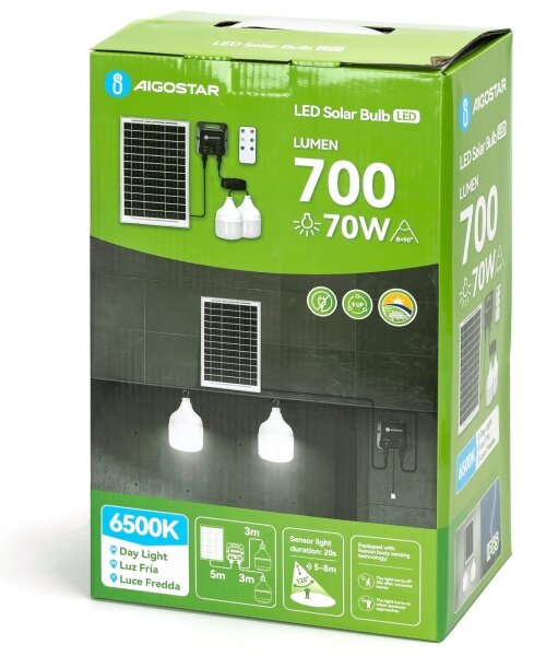 Aigostar - LED Соларен полилей със сензор 2xLED/35W/12V 6000 mAh 6500K Ø 10 см