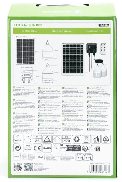Aigostar - LED Соларен полилей 2xLED/35W/12V 6000 mAh 6500K Ø 10 см