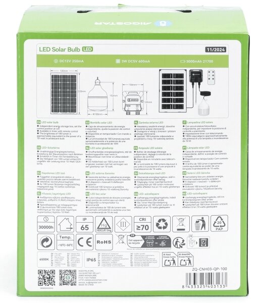 Aigostar - LED Соларен полилей LED/35W/12V 3000 mAh 6500K Ø 10 см