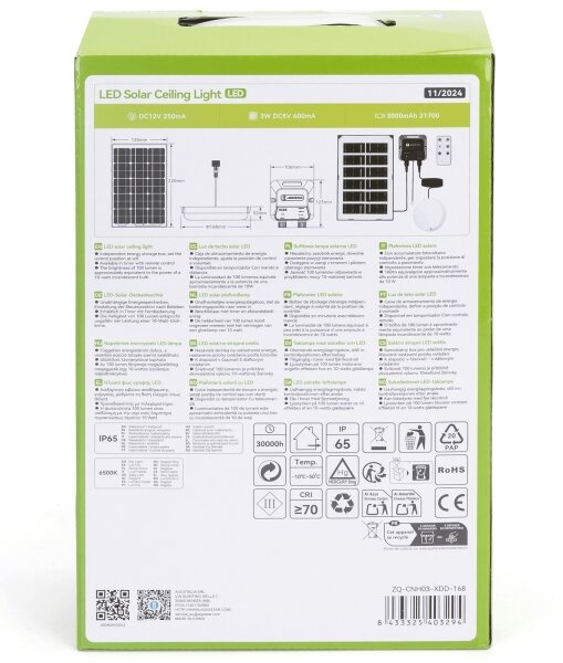 Aigostar - LED Соларна лампа LED/35W/12V 3000 mAh 6500K Ø 16,8 см