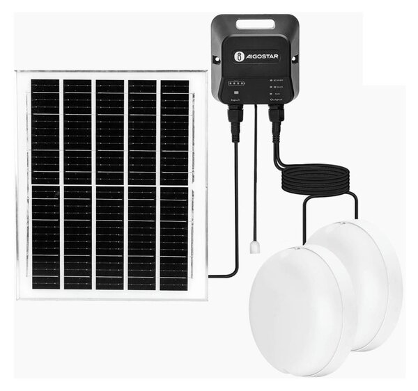 Aigostar - LED Соларна лампа 2xLED/70W/12V 12000 mAh 6500K Ø 20,5 см
