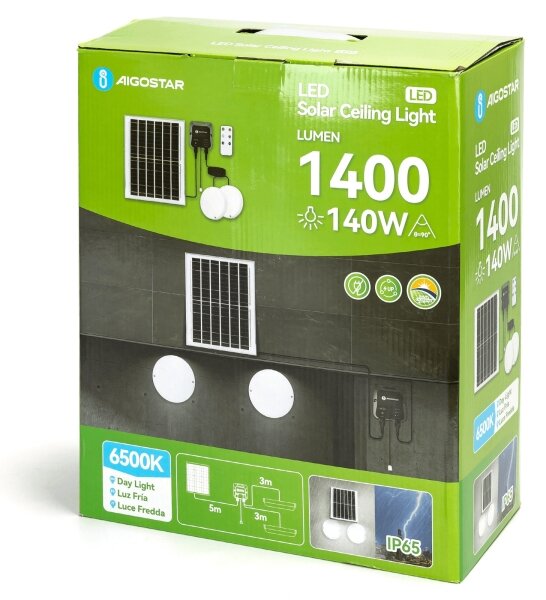 Aigostar - LED Соларна лампа 2xLED/70W/12V 12000 mAh 6500K Ø 20,5 см