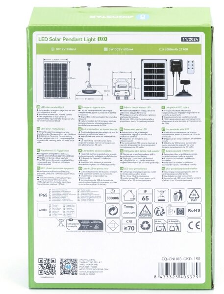Aigostar - LED Соларен полилей LED/35W/12V 3000 mAh 6500K Ø 15 см