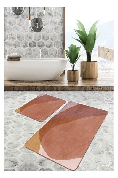 Кафяви кадифени килими за баня в комплект от 2 бр. 60x100 cm – Mila Home