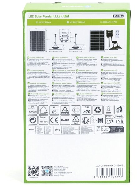Aigostar - LED соларен полилей със сензор 2xLED/35W/12V, 6000 mAh, 6500 K, Ø 15 cm