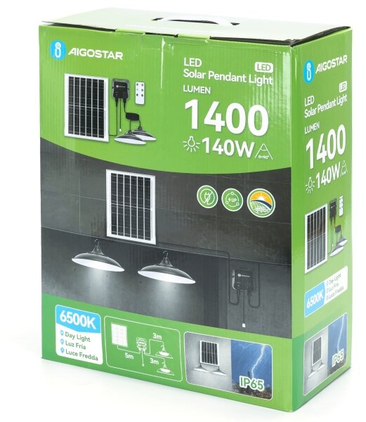 Aigostar - Соларен LED полилей 2xLED/70W/12V 12000 mAh 6500K Ø 23,5 см