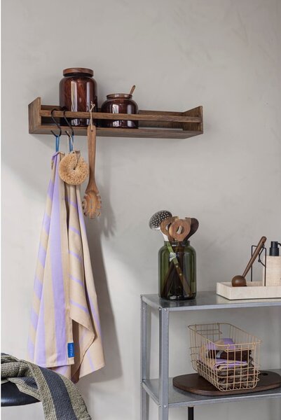 Кафява стенна закачалка от масивен дъб с рафт 60 cm Showcase – Mette Ditmer Denmark