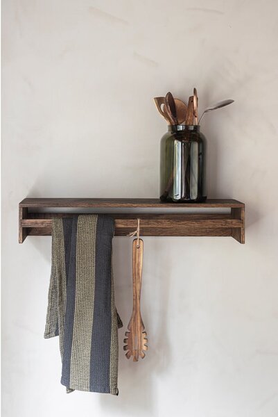 Кафява стенна закачалка от масивен дъб с рафт 60 cm Showcase – Mette Ditmer Denmark