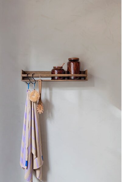 Кафява стенна закачалка от масивен дъб с рафт 60 cm Showcase – Mette Ditmer Denmark