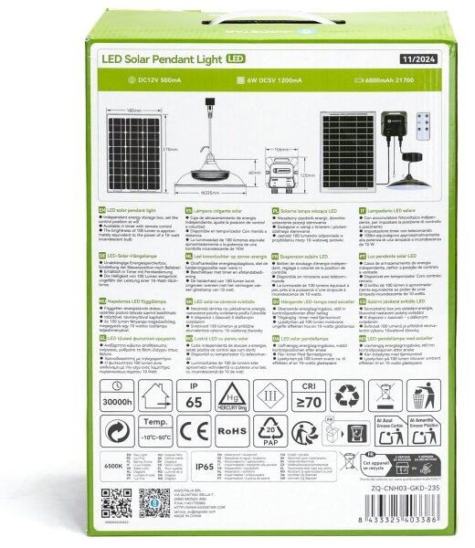Aigostar - LED Соларен полилей LED/70W/12V 6000 mAh 6500K Ø 23,5 см