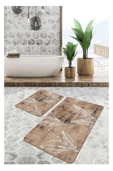 Кафяви кадифени килими за баня в комплект от 2 бр. 60x100 cm – Mila Home