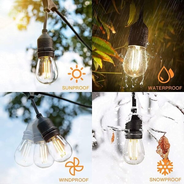 LED външен декоративен гирлянд 20xE27/1W/230V 20 м IP65 черен