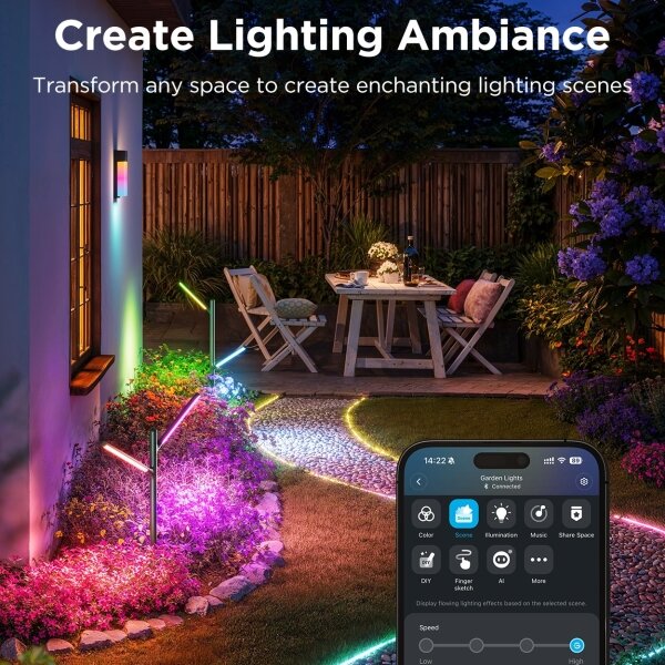 Govee-К-кт 2x LED RGBICWW Димируем екстериорен лампа LED/36W/230V IP66 2700-6500K Wi-Fi