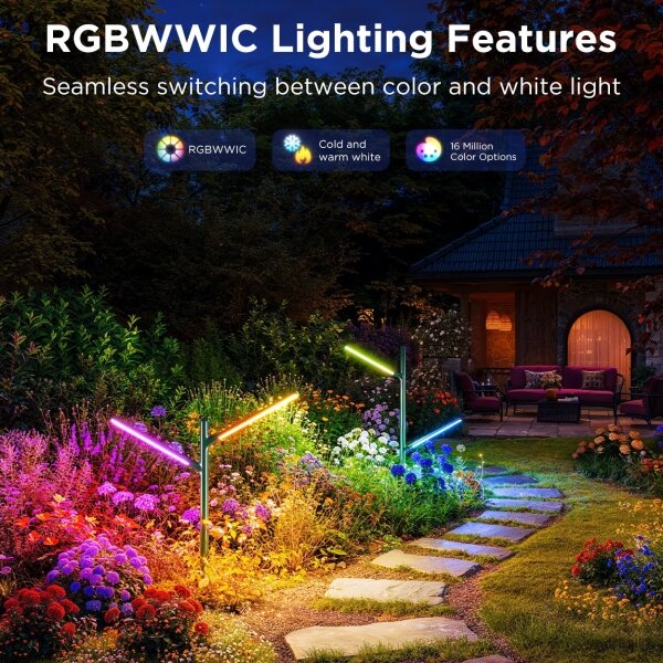 Govee-К-кт 2x LED RGBICWW Димируем екстериорен лампа LED/36W/230V IP66 2700-6500K Wi-Fi