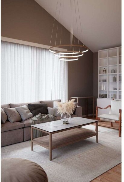 By Rydéns LED висяща лампа Trione от Rydens, натурална, Ø 80 cm, дърво, Дърво, Дневна/трапезария, Дървесина, Модерен