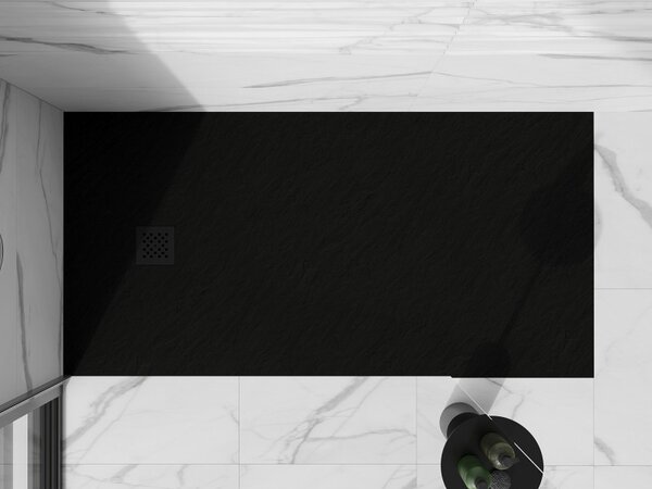 Mexen Stone+ правоъгълна композитна душ корито 200 x 100 см, черно, черен капак
