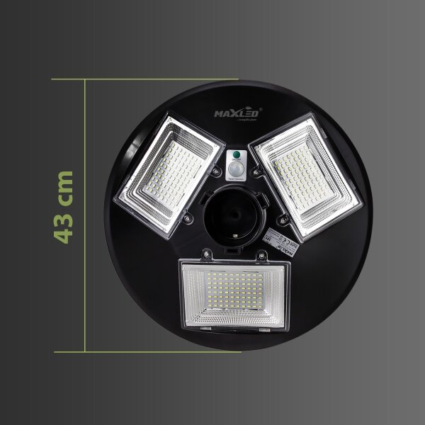 LED соларна улична лампа със сензор LED/15W/6V 6500K IP65 черна + дистанционно управление