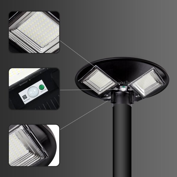 LED соларна улична лампа със сензор LED/15W/6V 6500K IP65 черна + дистанционно управление