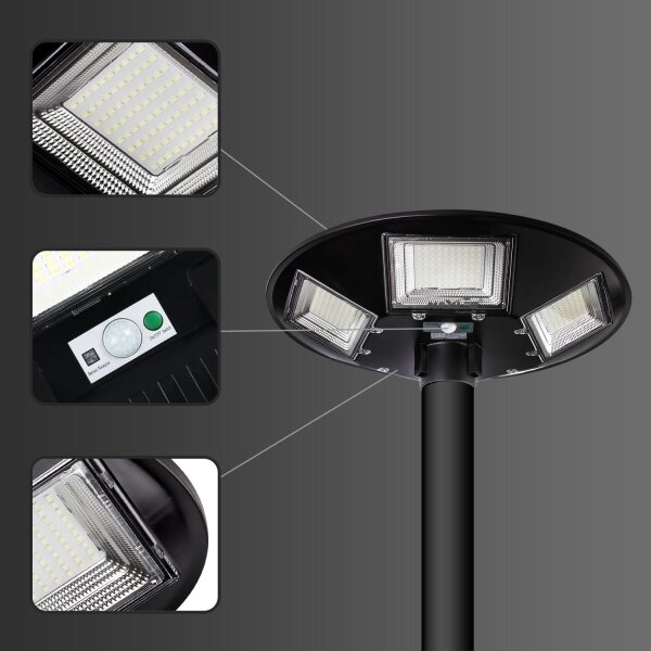 LED Соларна улична лампа със сензор LED/22W/6V 6500K IP65 черен + д.у
