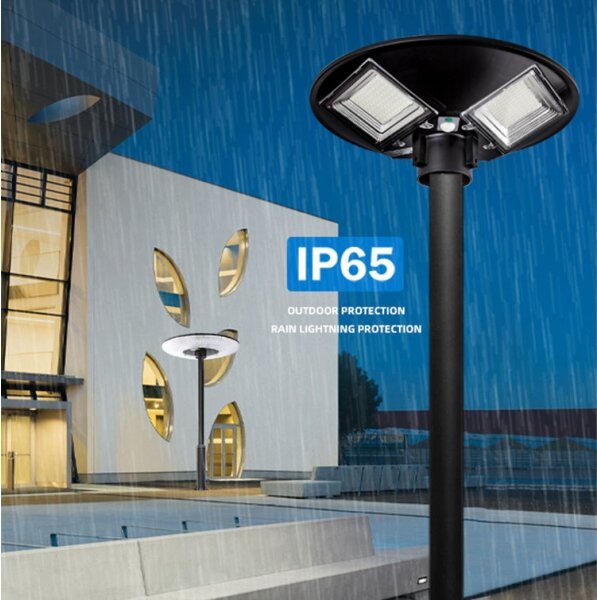 LED соларна улична лампа със сензор LED/15W/6V 6500K IP65 черна + дистанционно управление