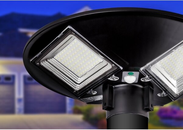 LED соларна улична лампа със сензор LED/15W/6V 6500K IP65 черна + дистанционно управление