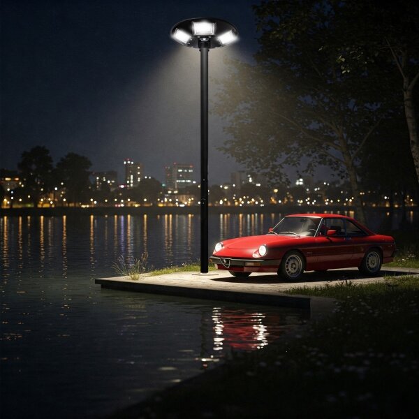 LED Соларна улична лампа със сензор LED/22W/6V 6500K IP65 черен + д.у