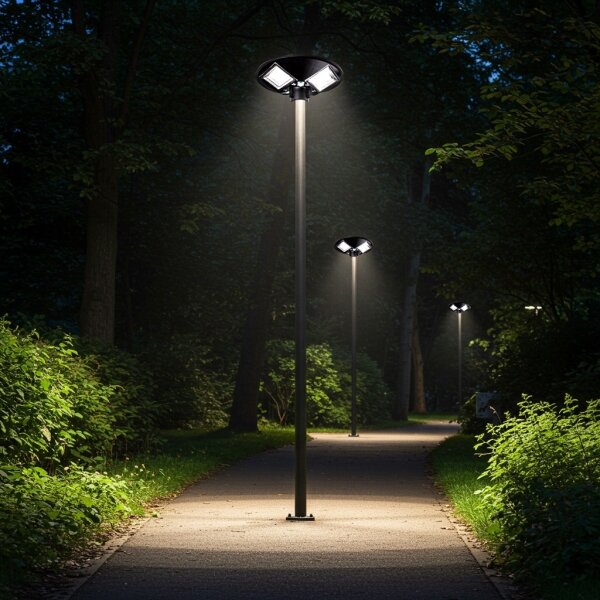 LED соларна улична лампа със сензор LED/15W/6V 6500K IP65 черна + дистанционно управление