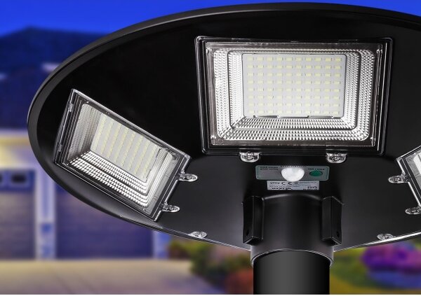 LED Соларна улична лампа със сензор LED/22W/6V 6500K IP65 черен + д.у