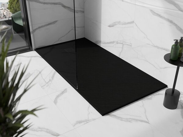 Mexen Stone+ правоъгълна композитна душ корито 200 x 100 см, черно, черен капак