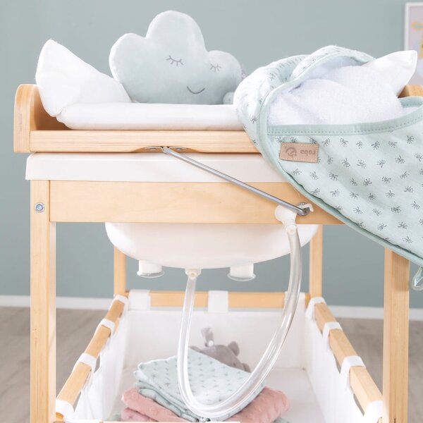 Маса за повиване от декор от бреза в бял и естествен цвят Baby Pool – Roba