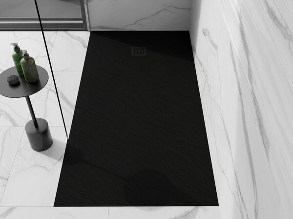 Mexen Stone+ правоъгълна композитна душ корито 200 x 100 см, черно, черен капак