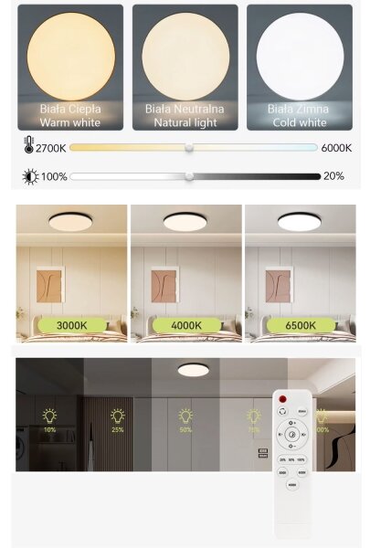 LED Димируем плафон LED/30W/230V 3000-6500K Ø 30 см черен + д.у