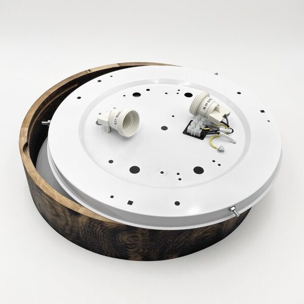 Потолен лампион OAK SMOKY 2xE27/15W/230V, Ø37,5 см, дъб/тъмнокафяв