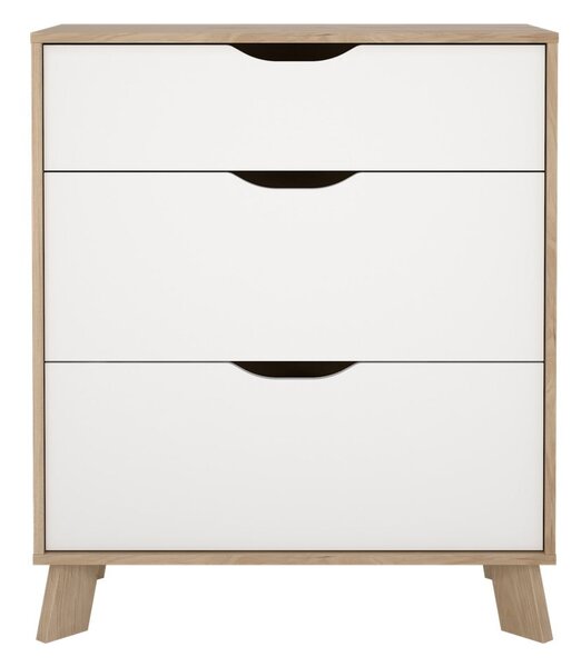 Скрин от дъбов декор в бял и естествен цвят 79x92x40 cm Ikast – Tvilum