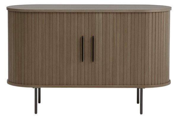 Кафяв скрин от дъбов декор с плъзгащи се врати 120x76x45 cm Nola – Unique Furniture
