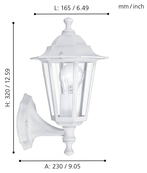 EGLO 22463 - Екстериорен аплик LATERNA 5 1xE27/60W бял