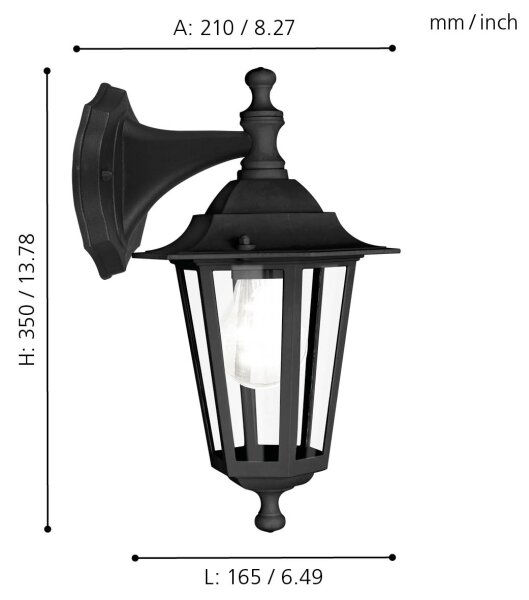 EGLO 22467 - Екстериорна Стенна лампа LATERNA 4 1xE27/60W черна