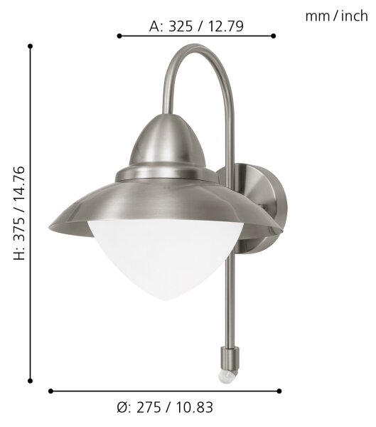 EGLO 87105 - Екстериорна със сензор Стенна лампа SIDNEY 1xE27/60W IP44