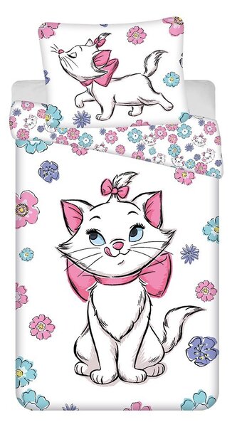 Бяло единично памучно детско спално бельо 140x200 cm Marie Cat "Floral" – Jerry Fabrics