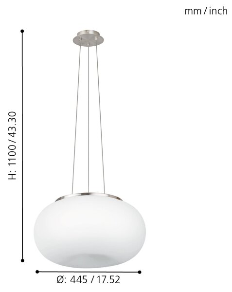 EGLO 86815 - Полилей на верижка OPTICA 2xE27/60W