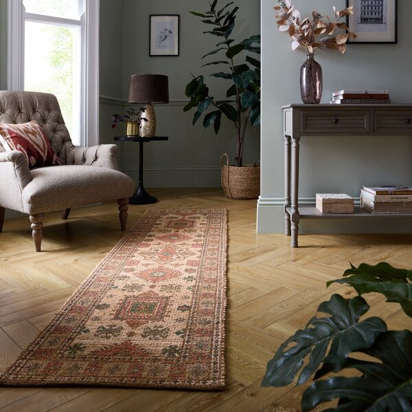 Ръчно изработен килим със смес от юта в розов и теракотен цвят 60x230 cm Lana Jute – Flair Rugs