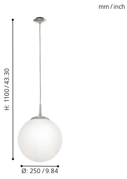 EGLO 85262 - Пендел RONDO 1xE27/60W/230V Ø 25 см бял