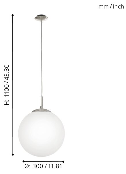EGLO 85263 - Пендел RONDO 1xE27/60W/230V Ø 30 см бял