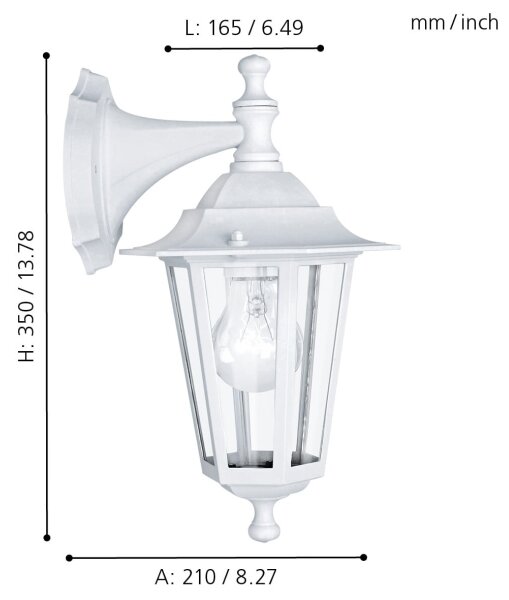 EGLO 22462 - Екстериорен аплик LATERNA 5 1xE27/60W/230V IP44 бял