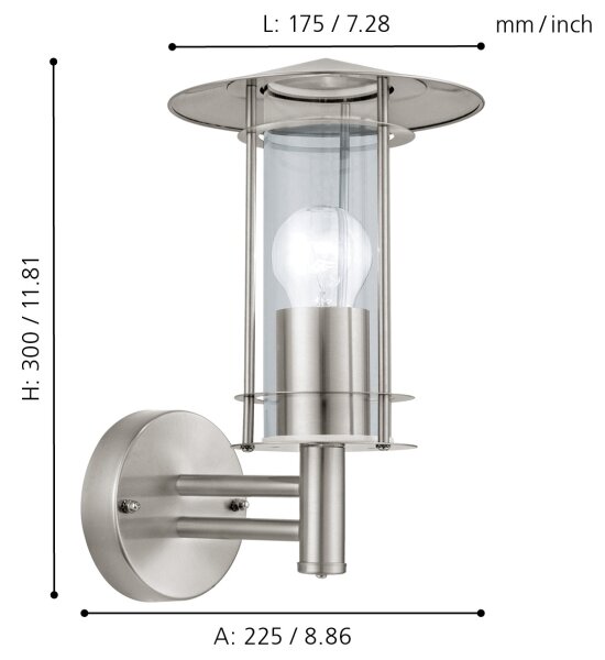 Eglo 30184 - Екстериорна лампа LISIO 1xE27/60W/230V IP44